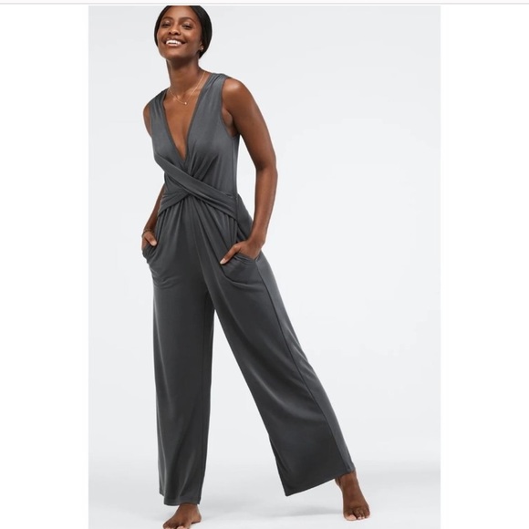 Fabletics Pants - Fabletics Cristyn Wide-Leg Jumpsuit Gray Size XL